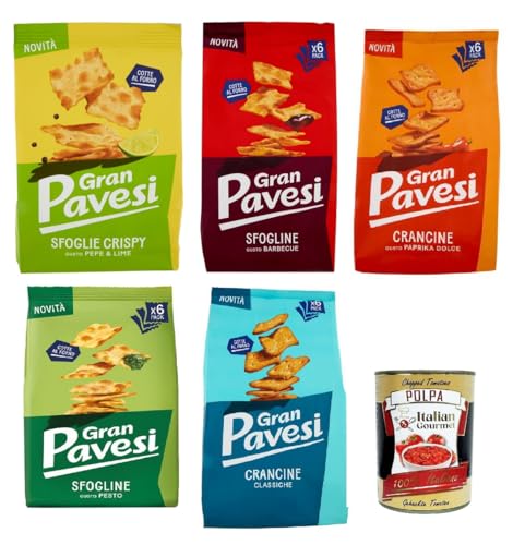 Gram Pavesi Testpaket Sfogline & Crancine Knuspriger Blätterteig-Snack 4x 180gr 1x 150gr + Italian Gourmet Polpa di Pomodoro 400g Gram Pavesi Testpaket Sfogline & Crancine Knuspriger Blätterteig-Snack 4x 180gr 1x 150gr + Italian Gourmet Polpa di Pomodoro 400g von Italian Gourmet E.R.