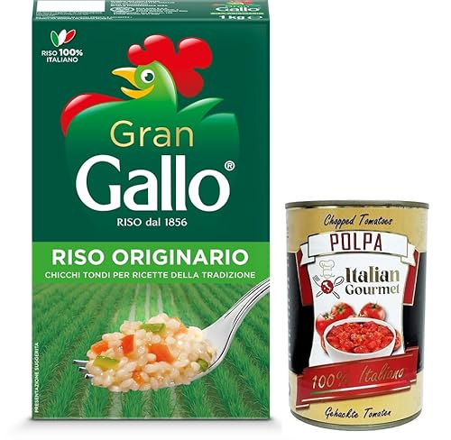 Gran Gallo Riso Originario,100% Italienischer Reis,Kochzeit 15 Minuten,ideal für die Zubereitung von Füllungen,Packung mit 1Kg + Italian Gourmet Polpa di Pomodoro 400g Dose von Italian Gourmet E.R.