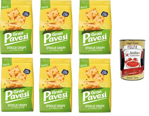 Gran Pavesi Knuspriger Blätterteig-Snack mit Pfeffer- und Limettengeschmack, gebacken, 6 x 150 g+ Italian Gourmet Polpa di Pomodoro 400g Gran Pavesi Knuspriger Blätterteig-Snack mit Pfeffer- und Limettengeschmack, gebacken, 6 x 150 g+ Italian Gourmet Polpa di Pomodoro 400g von Italian Gourmet E.R.