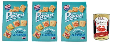 Gran Pavesi Sfoglie Classiche Cracker im Ofen gebacken knusprig Salzgebäck snack 3x 180 gr + Italian Gourmet polpa 400g Gran Pavesi Sfoglie Classiche Cracker im Ofen gebacken knusprig Salzgebäck snack 3x 180 gr + Italian Gourmet polpa 400g von Italian Gourmet E.R.