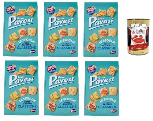 Gran Pavesi Sfoglie Classiche Cracker im Ofen gebacken knusprig Salzgebäck snack 6x 180 gr + Italian Gourmet polpa 400g Gran Pavesi Sfoglie Classiche Cracker im Ofen gebacken knusprig Salzgebäck snack 6x 180 gr + Italian Gourmet polpa 400g von Italian Gourmet E.R.