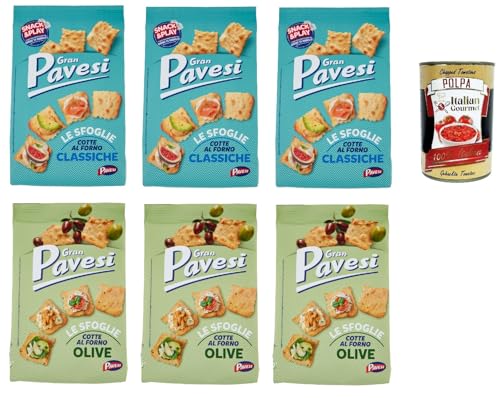 Gran Pavesi Sfoglie Testpaket Cracker im Ofen gebacken knusprig Salzgebäck snack 6x 180 gr + Italian Gourmet polpa 400g Gran Pavesi Sfoglie Testpaket Cracker im Ofen gebacken knusprig Salzgebäck snack 6x 180 gr + Italian Gourmet polpa 400g von Italian Gourmet E.R.