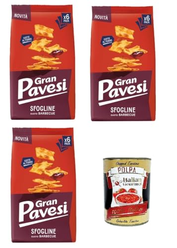 Gran Pavesi Sfogline Snack croccante di pasta sfoglia al gusto di Barbecue Knuspriger Blätterteig-Snack mit Barbecue-Geschmack 3x 180gr+ Italian Gourmet Polpa di Pomodoro 400g Gran Pavesi Sfogline Snack croccante di pasta sfoglia al gusto di Barbecue Knuspriger Blätterteig-Snack mit Barbecue-Geschmack 3x 180gr+ Italian Gourmet Polpa di Pomodoro 400g von Italian Gourmet E.R.