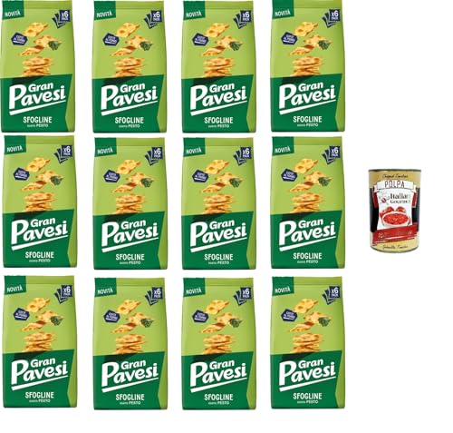 Gran Pavesi Sfogline Snack croccante di pasta sfoglia al gusto di Pesto Sfogline Knuspriger Blätterteig-Snack mit Pesto-Geschmack, gebacken 12x180gr + Italian Gourmet Polpa di Pomodoro 400g Gran Pavesi Sfogline Snack croccante di pasta sfoglia al gusto di Pesto Sfogline Knuspriger Blätterteig-Snack mit Pesto-Geschmack, gebacken 12x180gr + Italian Gourmet Polpa di Pomodoro 400g von Italian Gourmet E.R.