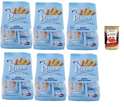 Gran Pavesi Snack Tocchetti, Snack Al Mais im Ofen ohne Palmöl gekocht - 6x 256 g + Italian Gourmet polpa 400g Gran Pavesi Snack Tocchetti, Snack Al Mais im Ofen ohne Palmöl gekocht - 6x 256 g + Italian Gourmet polpa 400g von Italian Gourmet E.R.