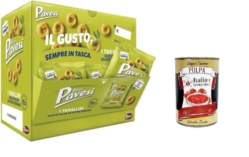 Gran Pavesi Tarallini Snack mit Olivenöl und Extra Virgin Showbox mit 32 Einzelportionen à 32 g+ Italian Gourmet polpa 400g Gran Pavesi Tarallini Snack mit Olivenöl und Extra Virgin Showbox mit 32 Einzelportionen à 32 g+ Italian Gourmet polpa 400g von Italian Gourmet E.R.