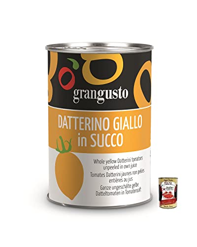 Grangusto Pomodoro Datterino Giallo in Succo,Ganze Ungeschälte Gelbe Datteltomaten in Tomatensaft,Italienische Tomate,400g Dose + Italian Gourmet Polpa di Pomodoro 400g Dose von Italian Gourmet E.R.