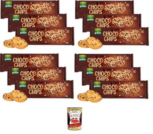 Gullon Choco Chips Golosi Biscotti Cookies con Gocce di Cioccolato Fondente,Choco Chips Leckere Kekse mit dunklen Schokoladenstückchen,12x 150 g + Italian Gourmet polpa 400g Gullon Choco Chips Golosi Biscotti Cookies con Gocce di Cioccolato Fondente,Choco Chips Leckere Kekse mit dunklen Schokoladenstückchen,12x 150 g + Italian Gourmet polpa 400g von Italian Gourmet E.R.