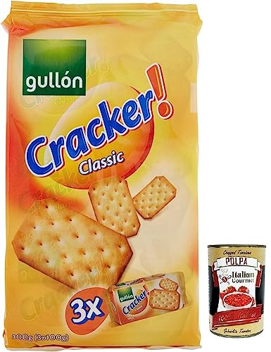 Gullón Cracker Classic,Salziger Kekse,Snacks,Packung mit 300g, jede Packung enthält 3 Päckchen à 100g + Italian Gourmet Polpa di Pomodoro 400g Dose von Italian Gourmet E.R.