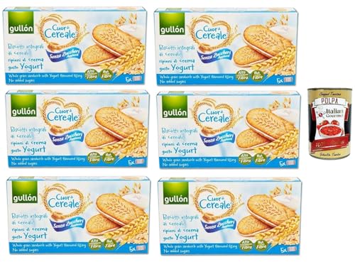 Gullón Cuor Di Cereali Sandwich Con Crema yogurt Senza Zuccheri Aggiunti, kekse, Vollkorn-Getreidekekse, gefüllt mit Joghurtcreme ohne Zuckerzusatz, 6x 220g + Italian Gourmet polpa 400g Gullón Cuor Di Cereali Sandwich Con Crema yogurt Senza Zuccheri Aggiunti, kekse, Vollkorn-Getreidekekse, gefüllt mit Joghurtcreme ohne Zuckerzusatz, 6x 220g + Italian Gourmet polpa 400g von Italian Gourmet E.R.