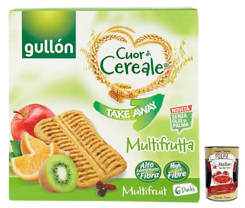 Gullón Cuor di Cereale Take Away Multifrutta,Obstriegel,Packung mit 144g, jede Packung enthält 6 Portionen à 24g + Italian Gourmet Polpa di Pomodoro 400g Dose von Italian Gourmet E.R.