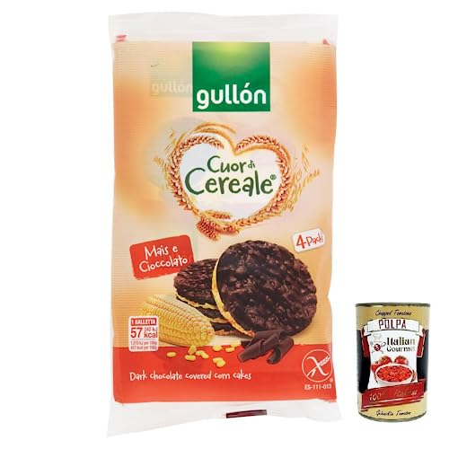 Gullón Cuor di Cereale Vollkorn Maiswaffeln,umhüllt von dunkler Schokolade,Glutenfrei,Packung mit 100g + Italian Gourmet Polpa di Pomodoro 400g Dose Gullón Cuor di Cereale Vollkorn Maiswaffeln,umhüllt von dunkler Schokolade,Glutenfrei,Packung mit 100g + Italian Gourmet Polpa di Pomodoro 400g Dose von Italian Gourmet E.R.