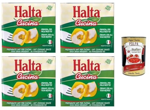 Halta Cucina Preparato Alimentare UHT per Cucina Cremige Zubereitung UHT für die Küche Ideal für Pasta, Saucen, Pizza Kochsahne Sahne 4x500ml+ Italian Gourmet polpa 400g Halta Cucina Preparato Alimentare UHT per Cucina Cremige Zubereitung UHT für die Küche Ideal für Pasta, Saucen, Pizza Kochsahne Sahne 4x500ml+ Italian Gourmet polpa 400g von Italian Gourmet E.R.