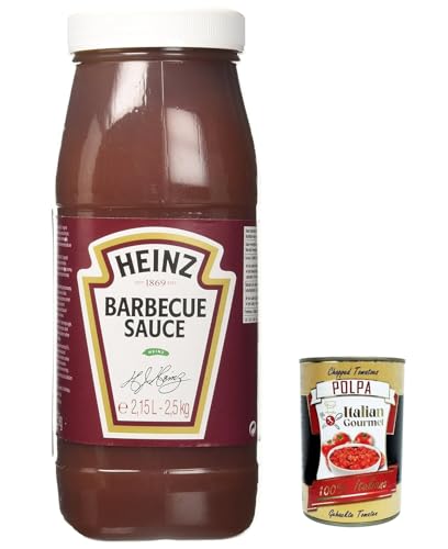 Heinz Salsa Barbecue BBQ Sauce,Sauce mit Rauchigen Geschmack 2,5 Kg Squeeze Flasche + Italian Gourmet Polpa di Pomodoro 400g Dose von Italian Gourmet E.R.