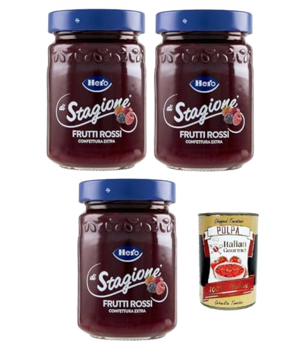 Hero Confettura Frutti Rossi di Stagione, 3x 350g, Saison Rote Früchte, Marmelade und zusätzliche Marmelade mit saisonalen Früchten, hochwertiger Früchte + Italian Gourmet polpa 400g Hero Confettura Frutti Rossi di Stagione, 3x 350g, Saison Rote Früchte, Marmelade und zusätzliche Marmelade mit saisonalen Früchten, hochwertiger Früchte + Italian Gourmet polpa 400g von Italian Gourmet E.R.
