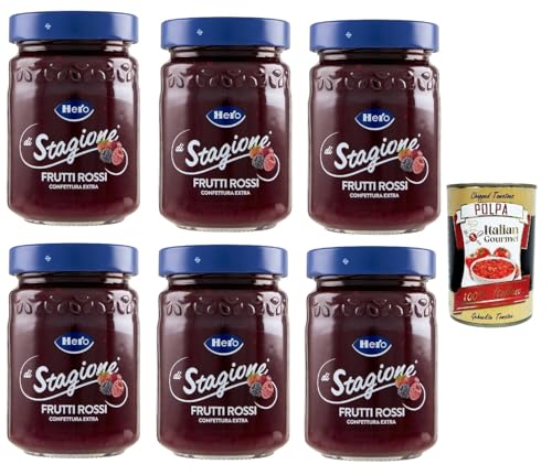 Hero Confettura Frutti Rossi di Stagione, 6x 350g, Saison Rote Früchte, Marmelade und zusätzliche Marmelade mit saisonalen Früchten, hochwertiger Früchte + Italian Gourmet polpa 400g Hero Confettura Frutti Rossi di Stagione, 6x 350g, Saison Rote Früchte, Marmelade und zusätzliche Marmelade mit saisonalen Früchten, hochwertiger Früchte + Italian Gourmet polpa 400g von Italian Gourmet E.R.