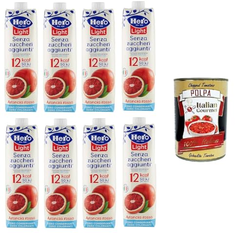 Hero Light Arancia Rossa Blutorange Fruchtsaft Ohne Zuckerzusatz Erfrischendes Erfrischungsgetränk mit Sehr Wenig Kalorien 8x1LT Tetrapack-Format+ Italian Gourmet polpa 400g Hero Light Arancia Rossa Blutorange Fruchtsaft Ohne Zuckerzusatz Erfrischendes Erfrischungsgetränk mit Sehr Wenig Kalorien 8x1LT Tetrapack-Format+ Italian Gourmet polpa 400g von Italian Gourmet E.R.