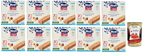 Hero Light Barrette alla nocciola, Snack Riegel, Müsliriegel, Haselnussriegel Ohne Zuckerzusatz, nur 70 kcal pro Riegel, 10x 120gr + Italian Gourmet polpa 400g Hero Light Barrette alla nocciola, Snack Riegel, Müsliriegel, Haselnussriegel Ohne Zuckerzusatz, nur 70 kcal pro Riegel, 10x 120gr + Italian Gourmet polpa 400g von Italian Gourmet E.R.