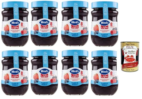 Hero Light Beeren Marmelade, 8 Gläser mit 280 g, Marmelade und zusätzlicher Marmelade, hochwertige Früchte, ohne Konservierungsstoffe und ohne Farbstoffe + Italian Gourmet polpa 400g Hero Light Beeren Marmelade, 8 Gläser mit 280 g, Marmelade und zusätzlicher Marmelade, hochwertige Früchte, ohne Konservierungsstoffe und ohne Farbstoffe + Italian Gourmet polpa 400g von Italian Gourmet E.R.