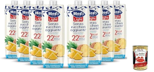 Hero Light Fruit Drink Ananasgeschmack, Saft mit sehr wenigen Kalorien nach Portion, ohne zugesetzten Zucker, Null -Konservierungsstoffe, Farbstoffe, 8 Flaschen 1l + Italian Gourmet polpa 40g0 Hero Light Fruit Drink Ananasgeschmack, Saft mit sehr wenigen Kalorien nach Portion, ohne zugesetzten Zucker, Null -Konservierungsstoffe, Farbstoffe, 8 Flaschen 1l + Italian Gourmet polpa 40g0 von Italian Gourmet E.R.
