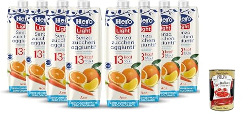 Hero Light Fruit Getränk Geschmack ACE, Saft mit sehr wenigen Kalorien pro Portion, ohne zugesetzten Zucker, keine Konservierungsstoffe, Farbstoffe, 8 Flaschen 1L + Italian Gourmet polpa 400g Hero Light Fruit Getränk Geschmack ACE, Saft mit sehr wenigen Kalorien pro Portion, ohne zugesetzten Zucker, keine Konservierungsstoffe, Farbstoffe, 8 Flaschen 1L + Italian Gourmet polpa 400g von Italian Gourmet E.R.
