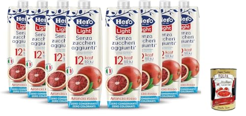 Hero Light Fruit Getränk Geschmack Rot Orange Geschmack, 8 1L -Flaschen, Fruchtsaft ohne zugesetzten Zucker, Null -Konservierungsstoffe, Nullfarbstoffe + Italian Gourmet polpa 400g Hero Light Fruit Getränk Geschmack Rot Orange Geschmack, 8 1L -Flaschen, Fruchtsaft ohne zugesetzten Zucker, Null -Konservierungsstoffe, Nullfarbstoffe + Italian Gourmet polpa 400g von Italian Gourmet E.R.