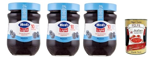 Hero Light Konfitüre Leichte Brotaufstriche Blaubeeren, Extra-Marmelade und Konfitüre mit hochwertigen Früchten, ohne Zuckerzusatz und sehr wenig Kalorien 3x 280 g + Italian Gourmet polpa 400g Hero Light Konfitüre Leichte Brotaufstriche Blaubeeren, Extra-Marmelade und Konfitüre mit hochwertigen Früchten, ohne Zuckerzusatz und sehr wenig Kalorien 3x 280 g + Italian Gourmet polpa 400g von Italian Gourmet E.R.