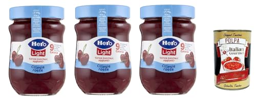 Hero Light Konfitüre Leichte Brotaufstriche Rote Kirschen, Extra-Marmelade und Konfitüre mit hochwertigen Früchten, ohne Zuckerzusatz und sehr wenig Kalorien 3x 280 g + Italian Gourmet polpa 400g Hero Light Konfitüre Leichte Brotaufstriche Rote Kirschen, Extra-Marmelade und Konfitüre mit hochwertigen Früchten, ohne Zuckerzusatz und sehr wenig Kalorien 3x 280 g + Italian Gourmet polpa 400g von Italian Gourmet E.R.