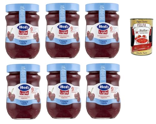Hero Light Konfitüre Leichte Brotaufstriche Rote Kirschen, Extra-Marmelade und Konfitüre mit hochwertigen Früchten, ohne Zuckerzusatz und sehr wenig Kalorien 6x 280 g + Italian Gourmet polpa 400g Hero Light Konfitüre Leichte Brotaufstriche Rote Kirschen, Extra-Marmelade und Konfitüre mit hochwertigen Früchten, ohne Zuckerzusatz und sehr wenig Kalorien 6x 280 g + Italian Gourmet polpa 400g von Italian Gourmet E.R.