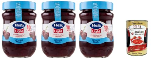 Hero Light Konfitüre Leichte Brotaufstriche Schwarze Kirschen, Extra-Marmelade und Konfitüre mit hochwertigen Früchten, ohne Zuckerzusatz und sehr wenig Kalorien 3x 280 g + Italian Gourmet polpa 400g Hero Light Konfitüre Leichte Brotaufstriche Schwarze Kirschen, Extra-Marmelade und Konfitüre mit hochwertigen Früchten, ohne Zuckerzusatz und sehr wenig Kalorien 3x 280 g + Italian Gourmet polpa 400g von Italian Gourmet E.R.