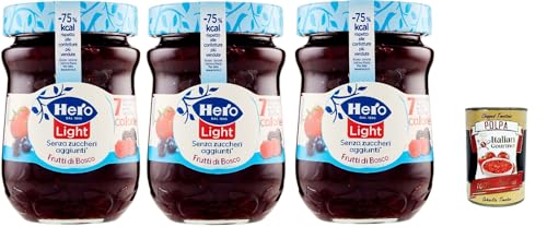 Hero Light Konfitüre Leichte Brotaufstriche wilde Beeren, Extra-Marmelade und Konfitüre mit hochwertigen Früchten, ohne Zuckerzusatz und sehr wenig Kalorien 3x 280 g + Italian Gourmet polpa 400g Hero Light Konfitüre Leichte Brotaufstriche wilde Beeren, Extra-Marmelade und Konfitüre mit hochwertigen Früchten, ohne Zuckerzusatz und sehr wenig Kalorien 3x 280 g + Italian Gourmet polpa 400g von Italian Gourmet E.R.