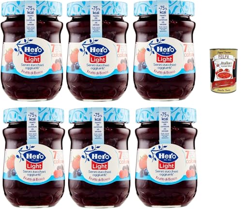 Hero Light Konfitüre Leichte Brotaufstriche wilde Beeren, Extra-Marmelade und Konfitüre mit hochwertigen Früchten, ohne Zuckerzusatz und sehr wenig Kalorien 6x 280 g + Italian Gourmet polpa 400g Hero Light Konfitüre Leichte Brotaufstriche wilde Beeren, Extra-Marmelade und Konfitüre mit hochwertigen Früchten, ohne Zuckerzusatz und sehr wenig Kalorien 6x 280 g + Italian Gourmet polpa 400g von Italian Gourmet E.R.
