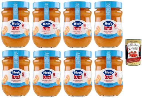 Hero Light Light Aprikose, Marmelade, 8 Gläser mit 280 g, Marmelade und zusätzlicher Marmelade, hochwertige Früchte, ohne Konservierungsstoffe und ohne Farbstoffe + Italian Gourmet polpa 400g Hero Light Light Aprikose, Marmelade, 8 Gläser mit 280 g, Marmelade und zusätzlicher Marmelade, hochwertige Früchte, ohne Konservierungsstoffe und ohne Farbstoffe + Italian Gourmet polpa 400g von Italian Gourmet E.R.