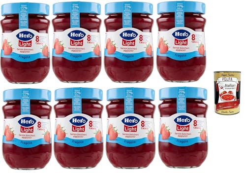 Hero Light Light Erdbeeren Marmelade, 8 Gläser mit 280 g, Marmelade und zusätzlicher Marmelade, hochwertige Früchte, ohne Konservierungsstoffe und ohne Farbstoffe + Italian Gourmet polpa 400g Hero Light Light Erdbeeren Marmelade, 8 Gläser mit 280 g, Marmelade und zusätzlicher Marmelade, hochwertige Früchte, ohne Konservierungsstoffe und ohne Farbstoffe + Italian Gourmet polpa 400g von Italian Gourmet E.R.