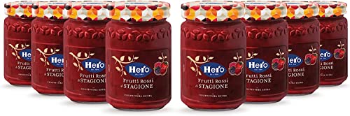 Hero Seasonal Red Fruit Jam, 8 Gläser à 350 g, Konfitüre und Extra-Konfitüre mit in der letzten Saison geernteten Früchten, hochwertige Früchte, traditionelle Methode von Italian Gourmet E.R.