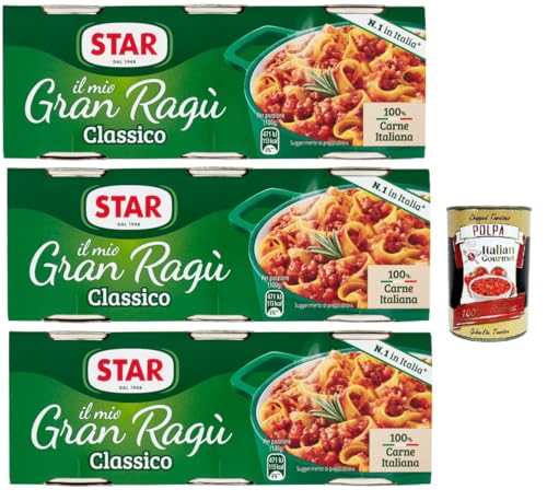 Il Mio Gran Ragù Star Classico, N.1 in Italien, tomatensauce 3x (3x 100g) sauce Tomatensuppe, Fleisch und Tomatensauce + Italian Gourmet polpa 400g von Italian Gourmet E.R.