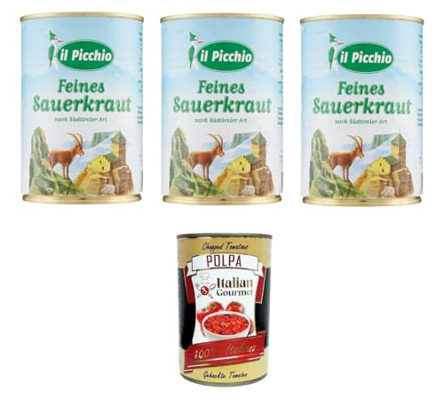 Il Picchio - Sauerkraut, Natur, 3x400 g+ Italian Gourmet polpa 400g Il Picchio - Sauerkraut, Natur, 3x400 g+ Italian Gourmet polpa 400g von Italian Gourmet E.R.