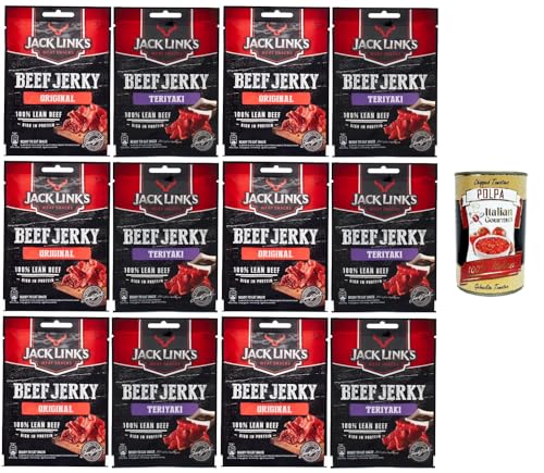 JACK LINK'S Testpaket Dried Beef getrocknetes Rindfleisch Original 6x 25gr Teriyaki 6x 25gr+ Italian Gourmet Polpa di Pomodoro 400g von Italian Gourmet E.R.