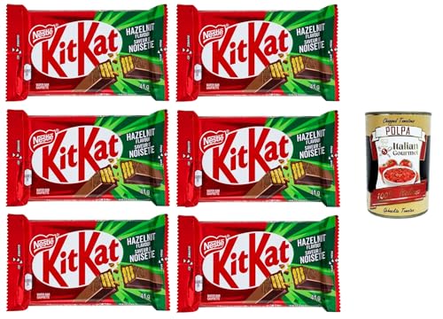 KITKAT Hazelnut Wafer ricoperto di Cioccolato al Latte al gusto Nocciola Haselnusswaffel, überzogen mit Milchschokolade mit Haselnussgeschmack, 6 x 41,5 g + Italian Gourmet polpa 400g KITKAT Hazelnut Wafer ricoperto di Cioccolato al Latte al gusto Nocciola Haselnusswaffel, überzogen mit Milchschokolade mit Haselnussgeschmack, 6 x 41,5 g + Italian Gourmet polpa 400g von Italian Gourmet E.R.