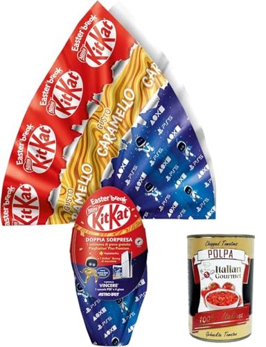 KITKAT Uovo di Pasqua Cioccolato al Latte al Caramello Osterei Milchschokolade Karamell mit Überraschung und 1 KitKat Hase 240g + Italian Gourmet polpa 400g von Italian Gourmet E.R.