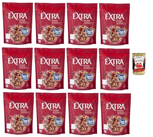 Extra Frutti Rossi Knusprige Haferflocken mit Rote Früchte, Früchten 12x 375 g Packung + Italian Gourmet polpa 400g Extra Frutti Rossi Knusprige Haferflocken mit Rote Früchte, Früchten 12x 375 g Packung + Italian Gourmet polpa 400g von Italian Gourmet E.R.