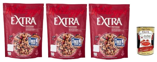 Extra Frutti Rossi Knusprige Haferflocken mit Rote Früchte, Früchten 3x 375 g Packung + Italian Gourmet polpa 400g Extra Frutti Rossi Knusprige Haferflocken mit Rote Früchte, Früchten 3x 375 g Packung + Italian Gourmet polpa 400g von Italian Gourmet E.R.
