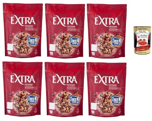 Extra Frutti Rossi Knusprige Haferflocken mit Rote Früchte, Früchten 6x 375 g Packung + Italian Gourmet polpa 400g Extra Frutti Rossi Knusprige Haferflocken mit Rote Früchte, Früchten 6x 375 g Packung + Italian Gourmet polpa 400g von Italian Gourmet E.R.