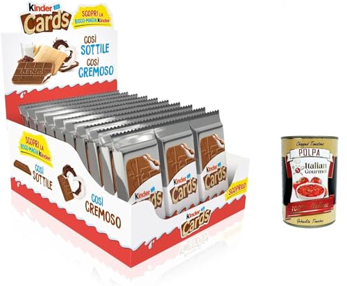 Kinder Cards Waffel mit scholokade schoko riegel 30 Stück kekse waffel 768 g + Italian Gourmet polpa 400g von Italian Gourmet E.R.