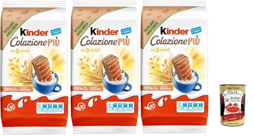Kinder Colazione Più, 10 Snacks aus Vollkorn -Schwammkuchen mit 5 Getreide, mit Malz und Kakaofüllung, ausgezeichnet zum Frühstück und Snack, 3x 290 + Italian Gourmet polpa 400g Kinder Colazione Più, 10 Snacks aus Vollkorn -Schwammkuchen mit 5 Getreide, mit Malz und Kakaofüllung, ausgezeichnet zum Frühstück und Snack, 3x 290 + Italian Gourmet polpa 400g von Italian Gourmet E.R.