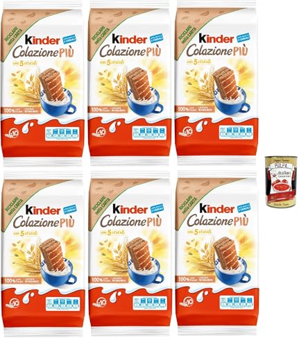 Kinder Colazione Più, 10 Snacks aus Vollkorn -Schwammkuchen mit 5 Getreide, mit Malz und Kakaofüllung, ausgezeichnet zum Frühstück und Snack, 6x 290 + Italian Gourmet polpa 400g Kinder Colazione Più, 10 Snacks aus Vollkorn -Schwammkuchen mit 5 Getreide, mit Malz und Kakaofüllung, ausgezeichnet zum Frühstück und Snack, 6x 290 + Italian Gourmet polpa 400g von Italian Gourmet E.R.
