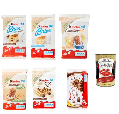 Kinder Ferrero Mega pack - Brioss, paneciok, kornetti Kuchen mit Milch und Kakao 6 Stück Kekse Riegel + Italian Gourmet polpa 400g von Italian Gourmet E.R.