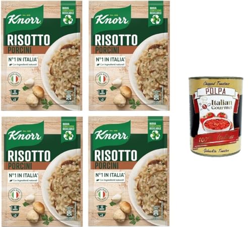 Knorr Risotto Ai Funghi Porcini,fertiges Risotto mit natürlichen Zutaten,100% italienischem Reis und Chicci al Dente, zubereitet in der Pfanne oder in der Mikrowelle,4x175 g+Italian Gourmet polpa 400g Knorr Risotto Ai Funghi Porcini,fertiges Risotto mit natürlichen Zutaten,100% italienischem Reis und Chicci al Dente, zubereitet in der Pfanne oder in der Mikrowelle,4x175 g+Italian Gourmet polpa 400g von Italian Gourmet E.R.