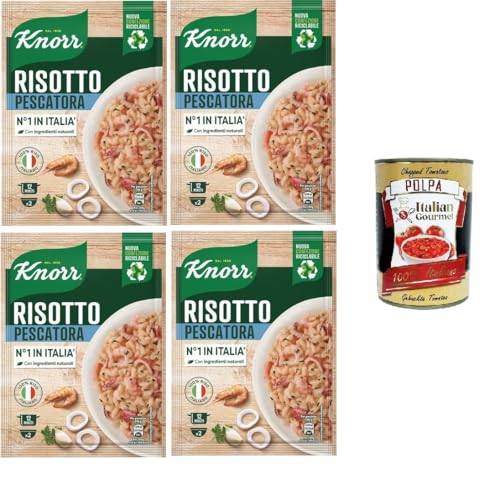 Knorr Risotto Alla Pescatora,fertiges Risotto mit natürlichen Zutaten,100% italienischem Reis und Chicci al Dente, zubereitet in der Pfanne oder in der Mikrowelle, 4x175 g+Italian Gourmet polpa 400g Knorr Risotto Alla Pescatora,fertiges Risotto mit natürlichen Zutaten,100% italienischem Reis und Chicci al Dente, zubereitet in der Pfanne oder in der Mikrowelle, 4x175 g+Italian Gourmet polpa 400g von Italian Gourmet E.R.