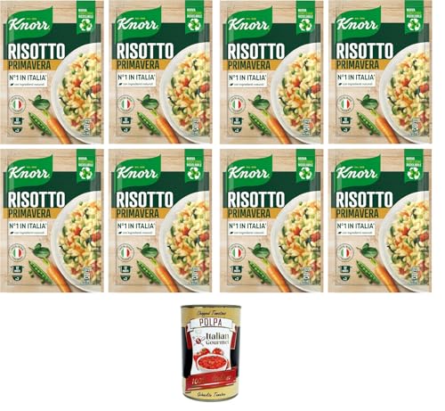 Knorr Risotto Primavera, Fertigrisotto mit natürlichen Zutaten, 100% italienischem Reis und Al Dente Chicci, zubereitet im Topf oder in der Mikrowelle, 8x175 g+ Italian Gourmet polpa 400g Knorr Risotto Primavera, Fertigrisotto mit natürlichen Zutaten, 100% italienischem Reis und Al Dente Chicci, zubereitet im Topf oder in der Mikrowelle, 8x175 g+ Italian Gourmet polpa 400g von Italian Gourmet E.R.